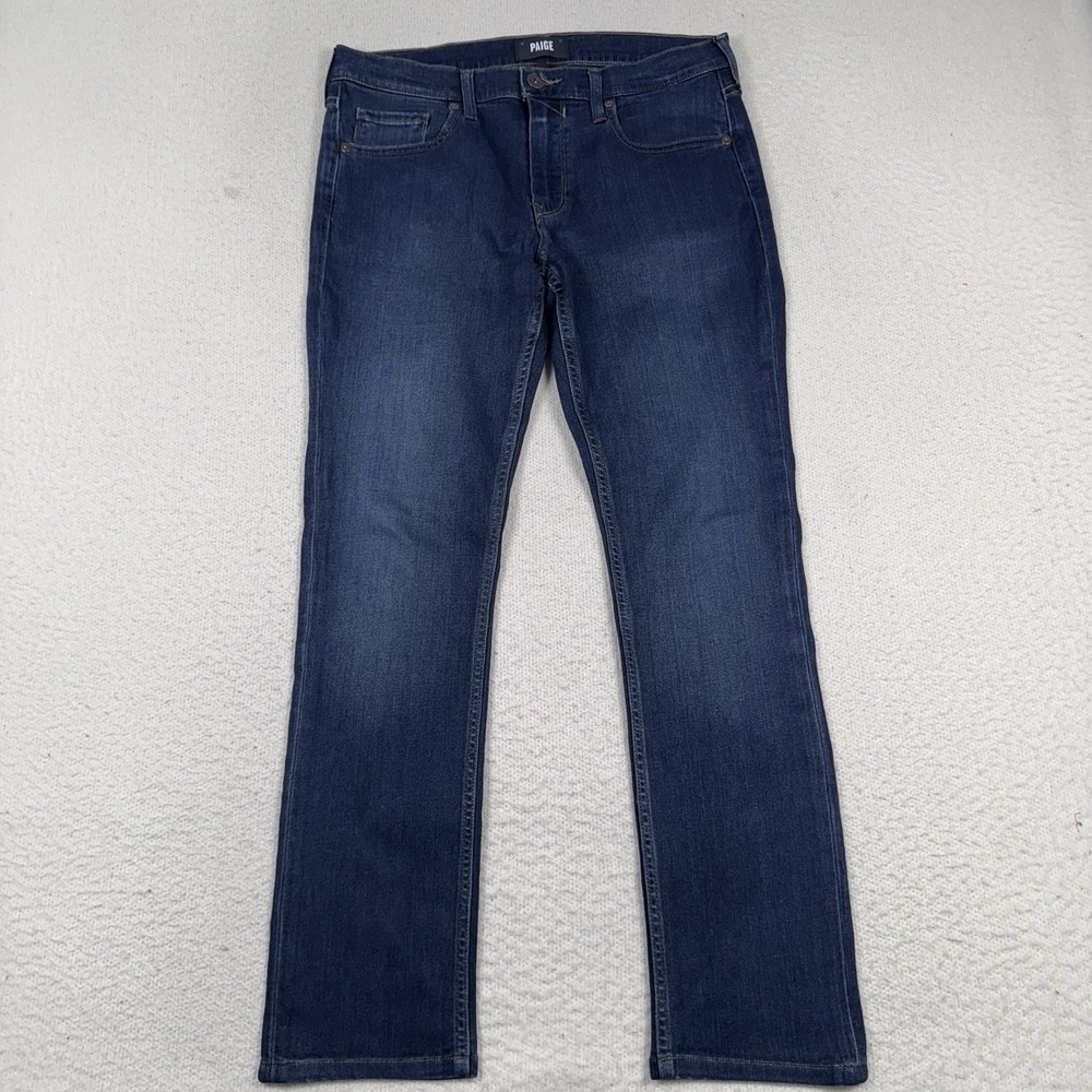 PAIGE Men’s Slim Straight Jeans in Dark Blue Wash